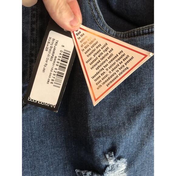 Boohooman Womens Denim 30 Skinny Stretch All Over Ripped Jeans Distressed NEW - Picture 4 of 10